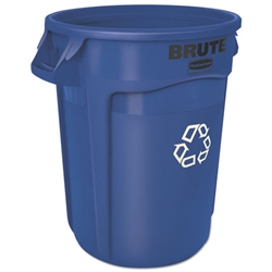 Rubbermaid Brute Blue Recycling Container, Round, 32 gal. & Lid