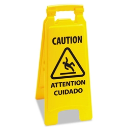 Boardwalk Caution Safety Sign For Wet Floors, 2-Sided, Plastic, 11x 1-1/2 x 26, Yellow