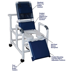 MJM Reclining Shower Chair with Soft Seat Deluxe Elongated