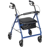 Drive Medical Blue Aluminum Rollator, 6" Casters