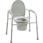 Drive Deluxe All-In-One Welded Steel Commode with Plastic Armrests